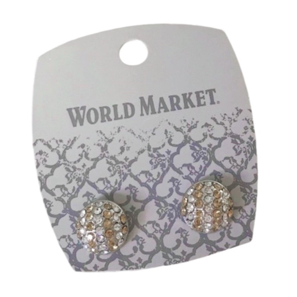 Round Pave Rhinestone Stud Earrings